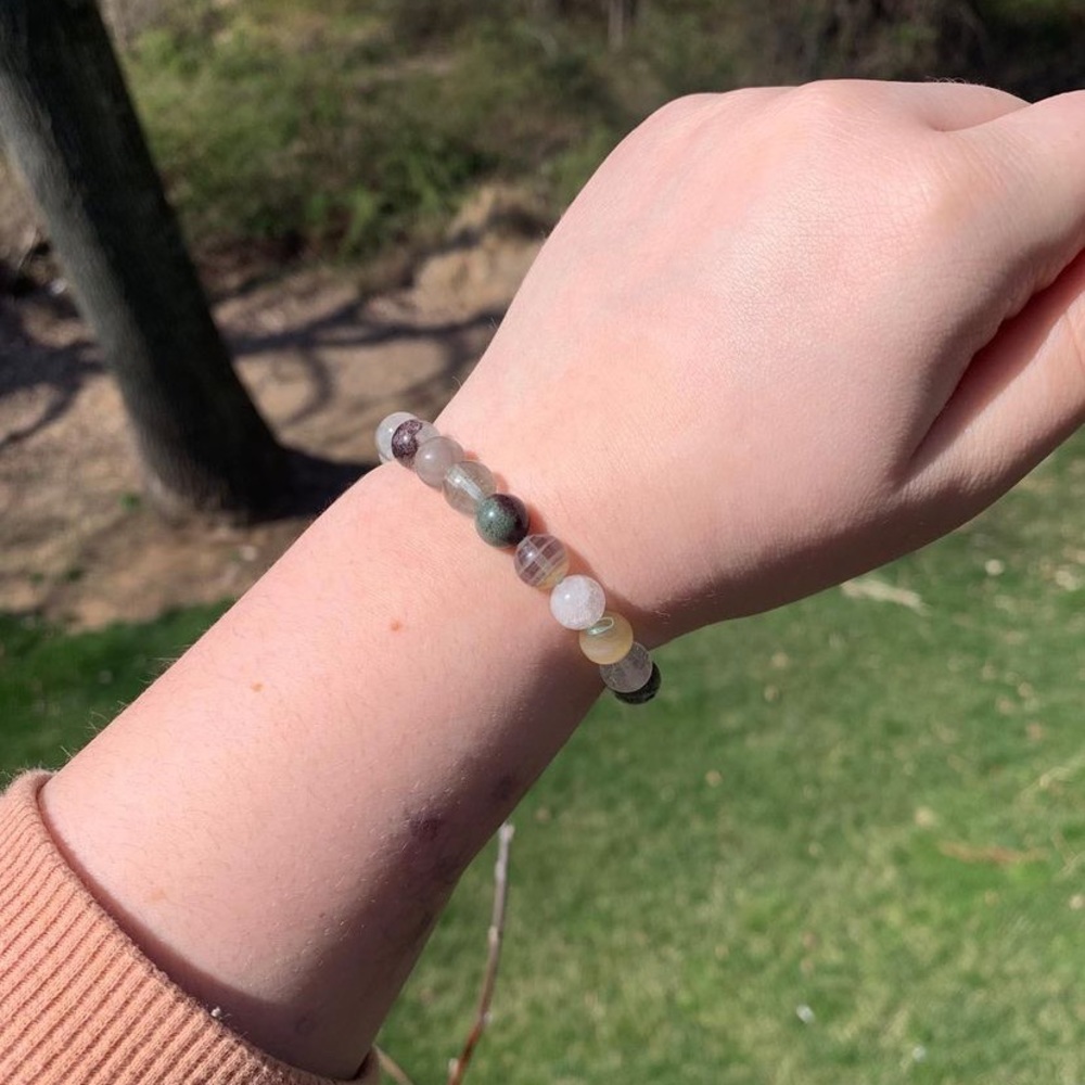 Green phantom Quartz garden lodolite Quartz crystal gemstone bracelet